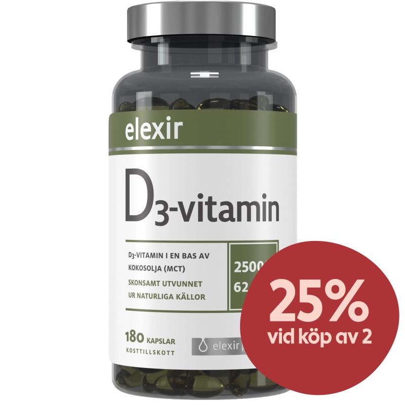Elexir Pharma D3 Vitamin 2500IE 180 kapslar - D-vitamin