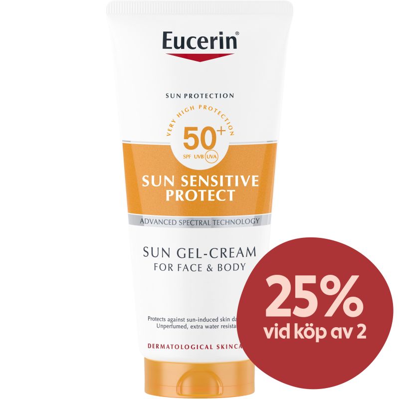 Eucerin Sun Sensitive Protect Gel-Cream SPF50+, 200 ml - Solskydd ansikte