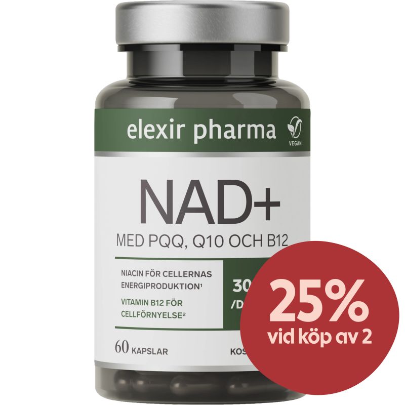 Elexir Pharma NAD+ 60 kapslar - Kosttillskott energi