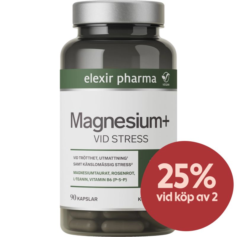 Elexir Pharma Magnesium+ Vid stresss 90 kapslar - Magnesium
