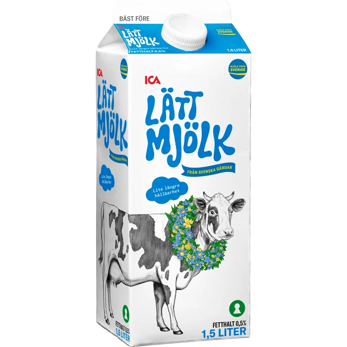 Lättmjölk längre hållbarhet 0,5% 1,5l ICA