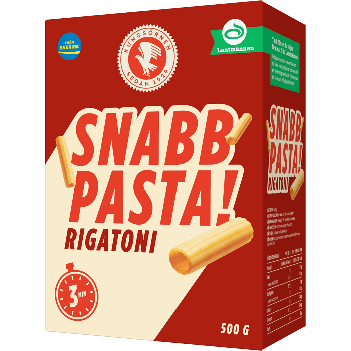 Snabbpasta Rigaton 500g Kungsörnen