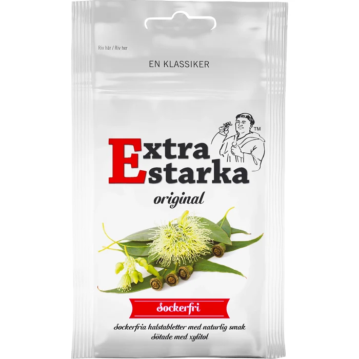 Halstabletter Extra Starka Original Sockerfri 60g Karamellpojkarna