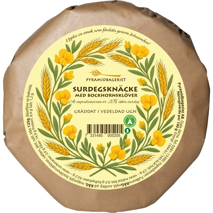 Surdegsknäcke med bockhornsklöver 135g Pyramidbageriet