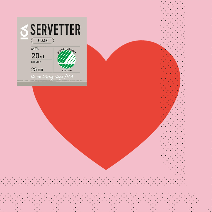 Servett 25cm Heart 20-p ICA