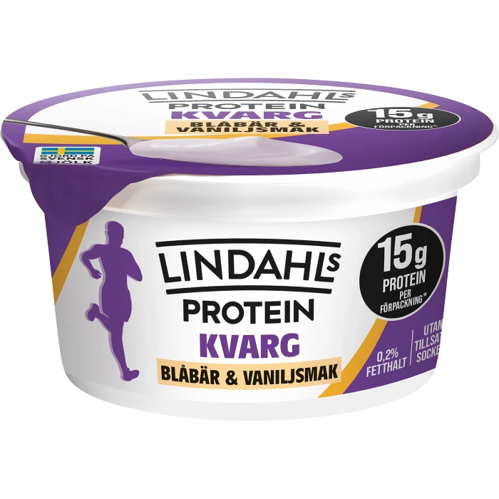 Kvarg Blåbär & Vanilj Utan tillsatt socker 0,2% 150g Lindahls