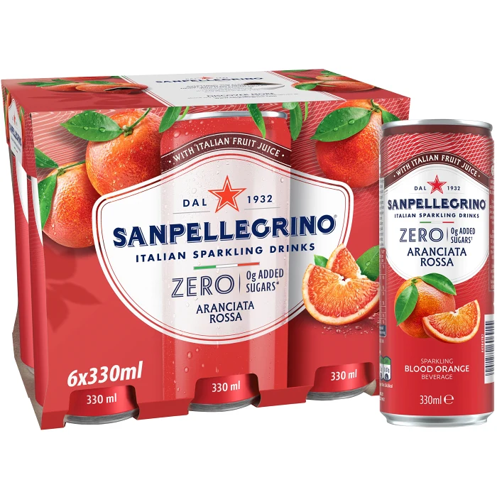 Läsk Aranciata Rossa zero 6-p 33cl San Pellegrino