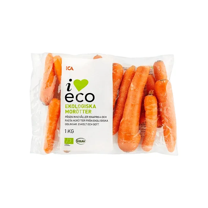 Morötter Ekologiska 1kg KRAV Klass 1 ICA I love eco