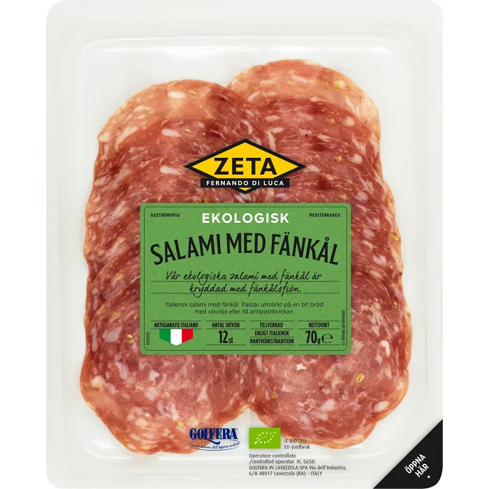 Salami Fänkål Ekologisk 70g Zeta