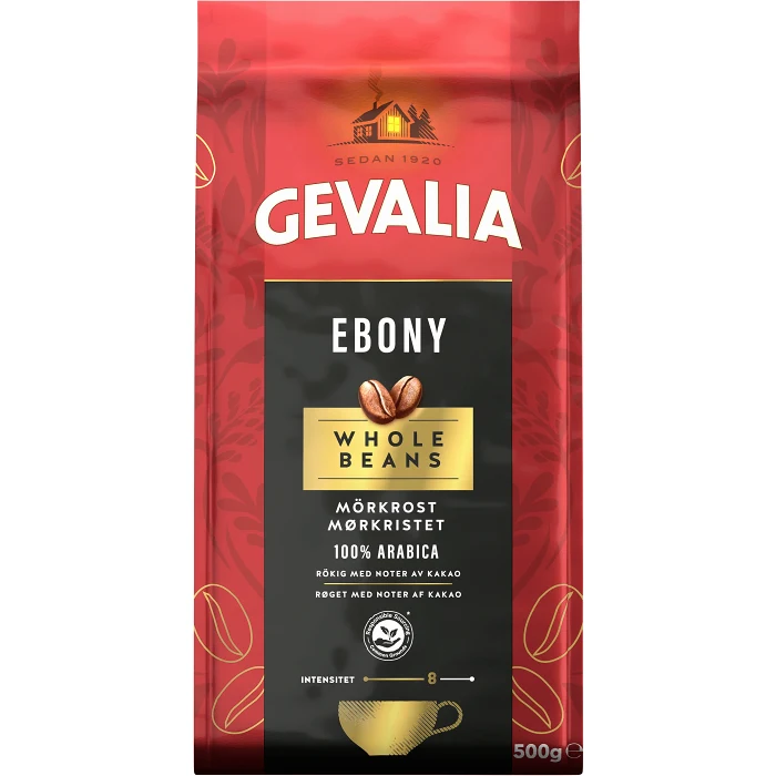 Kaffe Mörkrost Ebony hela bönor 500g Gevalia