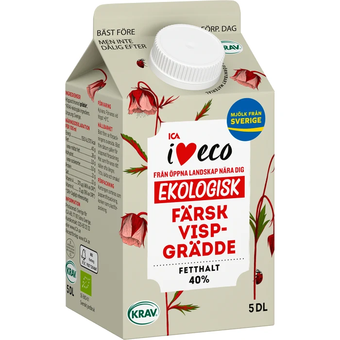 Vispgrädde 40% 5dl KRAV ICA I love eco