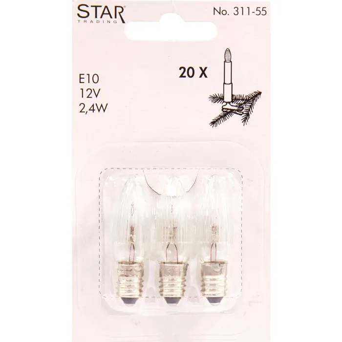 Reservlampa 3-p E10 12V 2,4W Star Trading