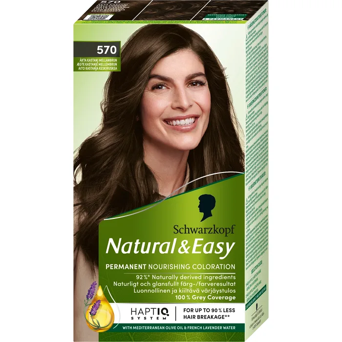 Hårfärg Natural & Easy Äkta Kastanj Mellanbrun 570 1-p Schwartzkopf
