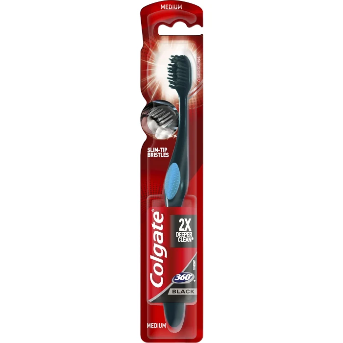 Tandborste 360 Charcoal Medium 1-p Colgate
