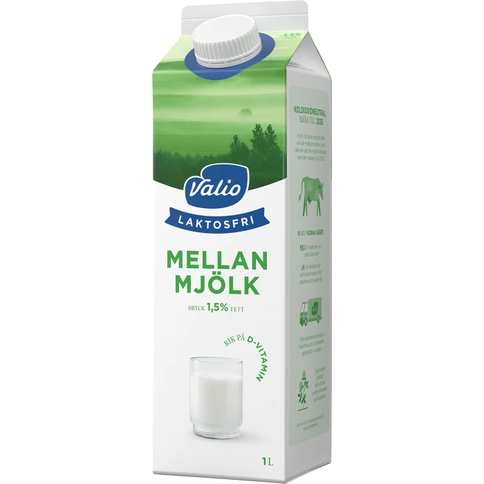 Mellanmjölkdryck Laktosfri 1,5% 1l Valio