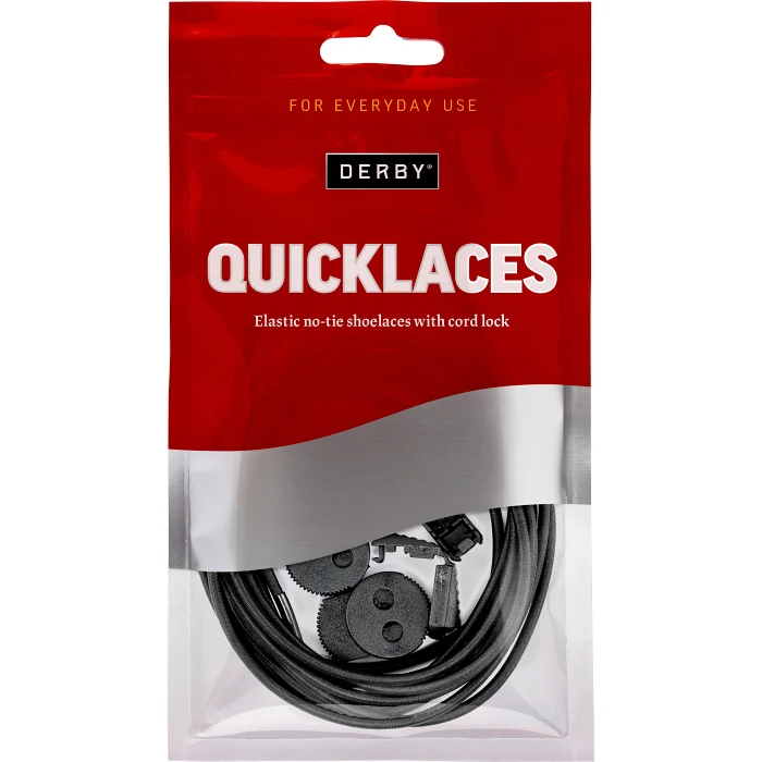 Quicklace Svart rund elastisk 1st Derby