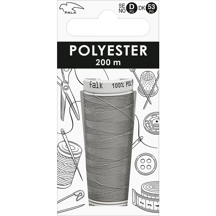 Sytråd syntet 200m ljusgrå Falk