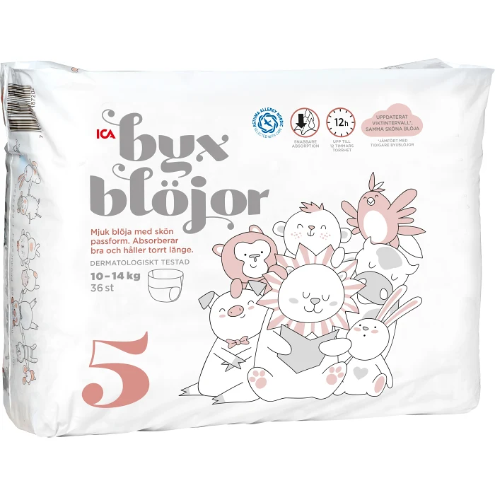 Byxblöjor Strl 5 10-14kg 36-p ICA