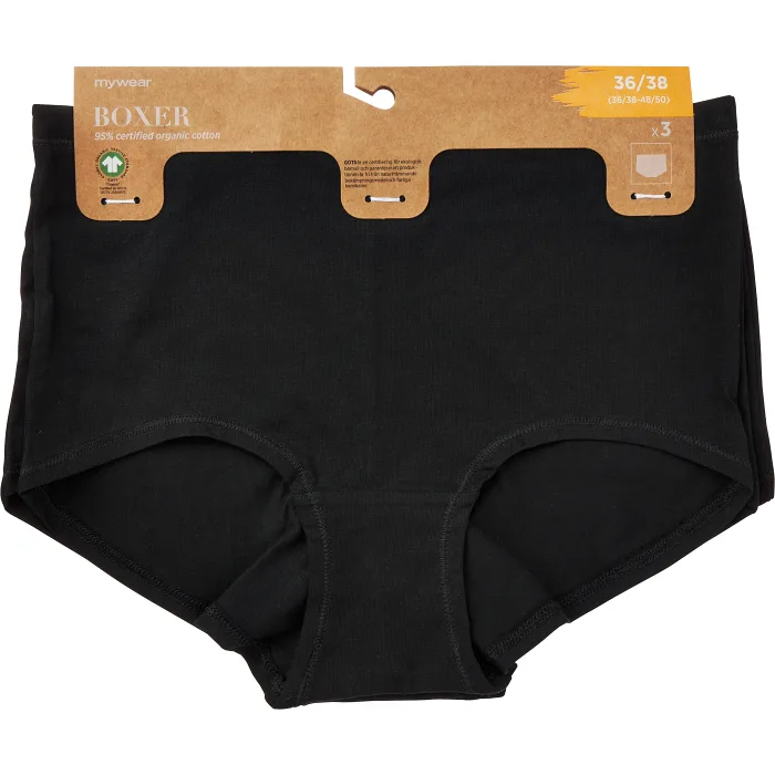 Boxer Annie 3p svart 44/46 ICA I love eco