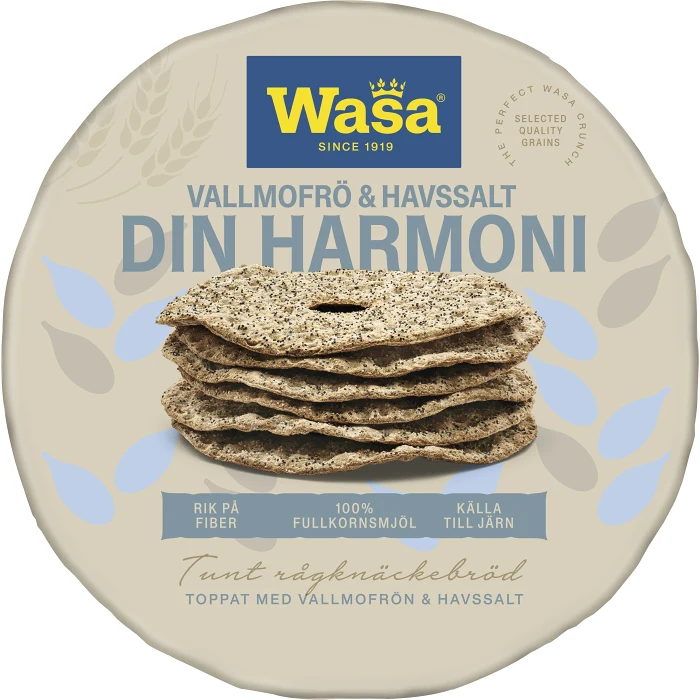 Knäckebröd Din Harmoni Vallmofrö & Havssalt 260g Wasa