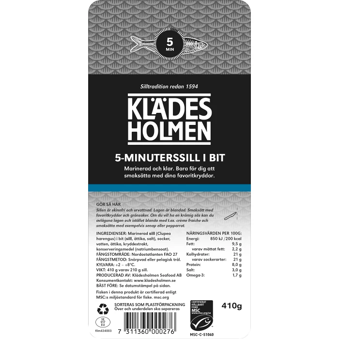 5-minuterssill i bit 410g Klädesholmen