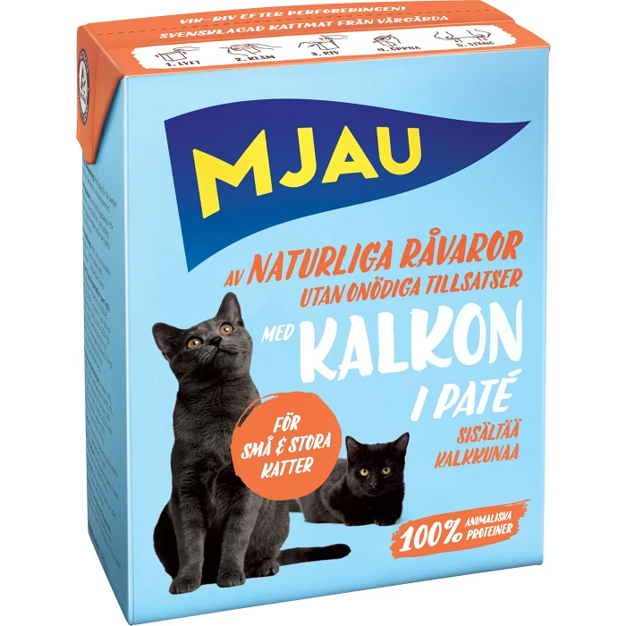 Kattmat Paté med kalkon 370g Mjau