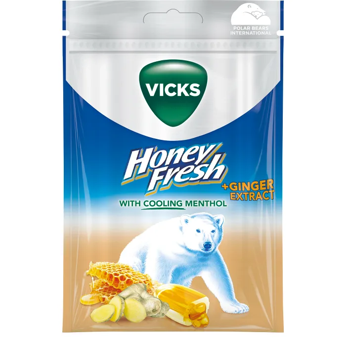 Halstablett Honey Fresh Ginger 72g Vicks