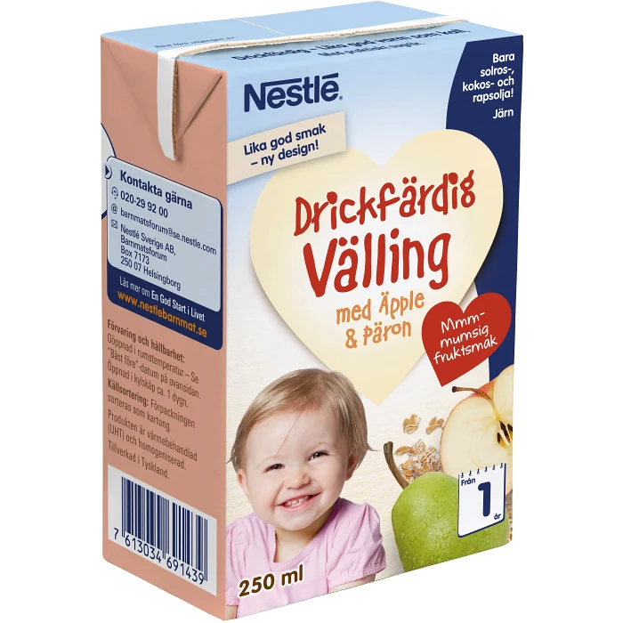 Välling Äpple & Päron Drickfärdig Från 1år 250ml Nestle