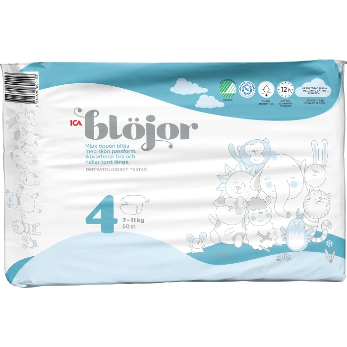 Öppna Blöjor Strl 4 7-11kg 50-p ICA