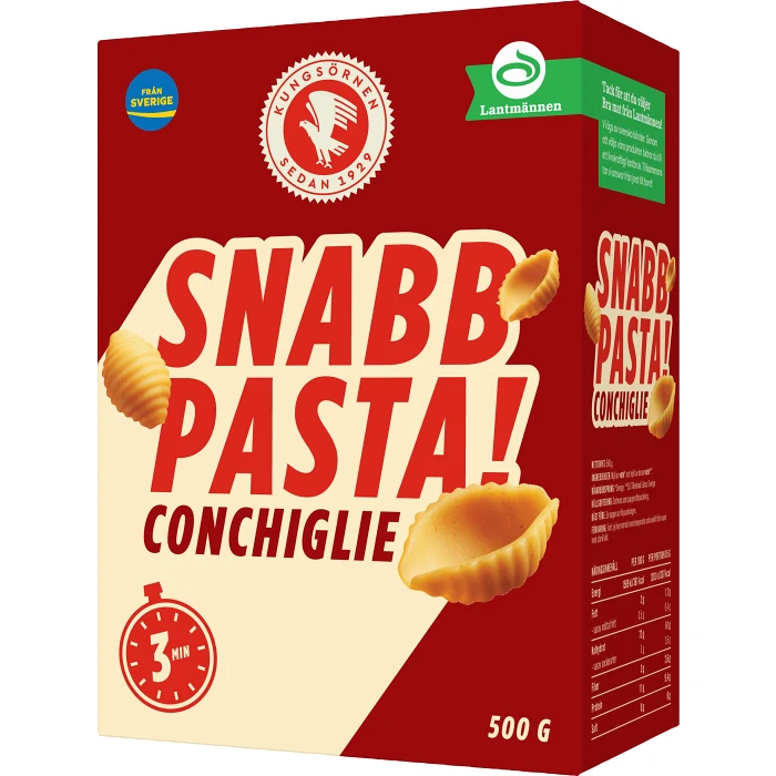 Snabbpasta Conchiglie 500g Kungsörnen