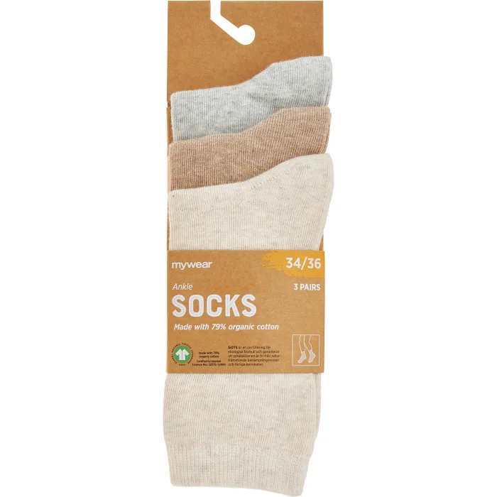 Strumpa 3p beige 28/30 mywear