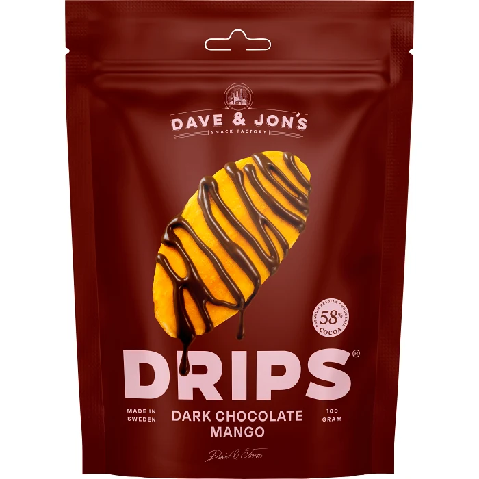Torkad mango med mörk choklad 100g Dave & Jon's