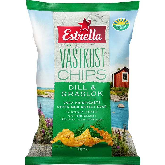 Västkustchips Dill & Gräslök 180g Estrella
