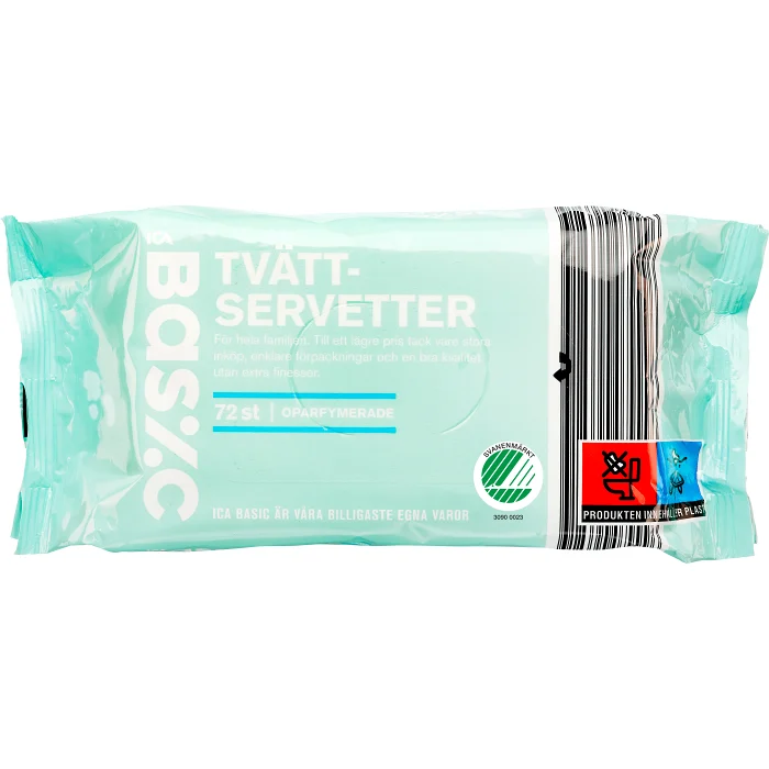 Babytvättservetter parfymfri 72-p ICA Basic