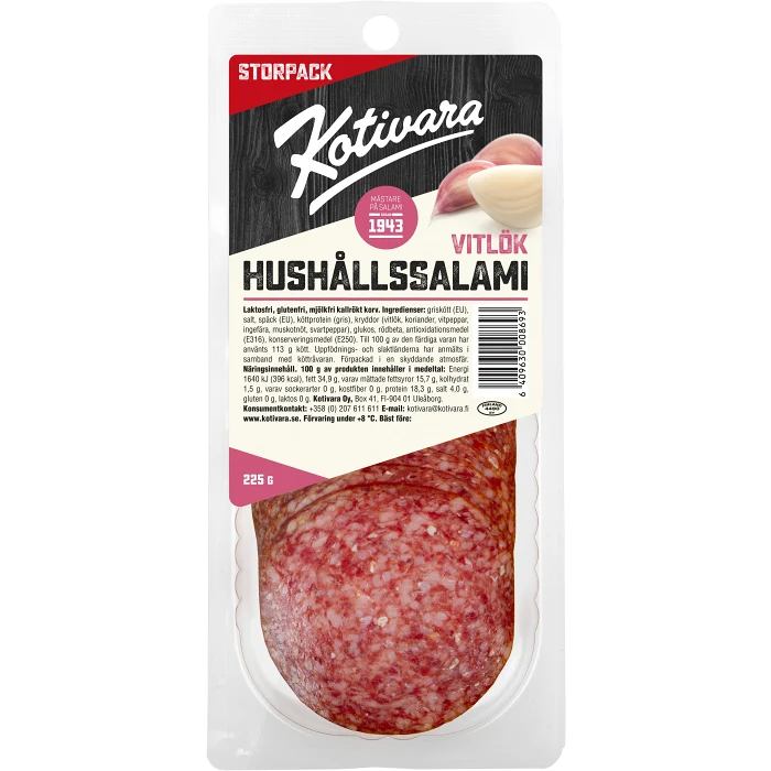 Hushållssalami Vitlök 225g Kotivara