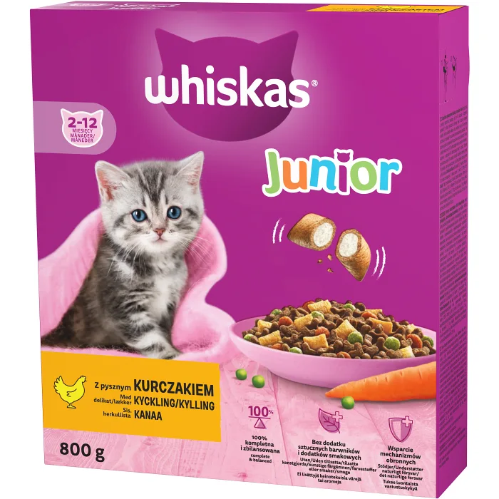 Torrfoder Junior 2-12 mån Kyckling 800g Whiskas