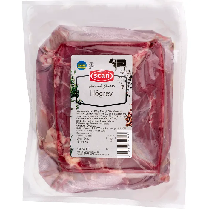 Högrev av nöt i bit ca 1,2kg Scan