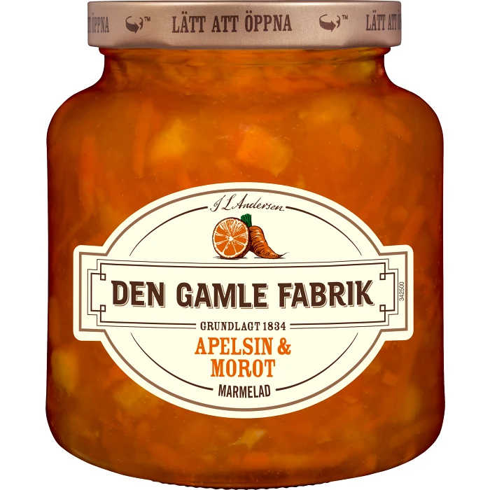 Marmelad Apelsin & morot 380g Den Gamle Fabrik
