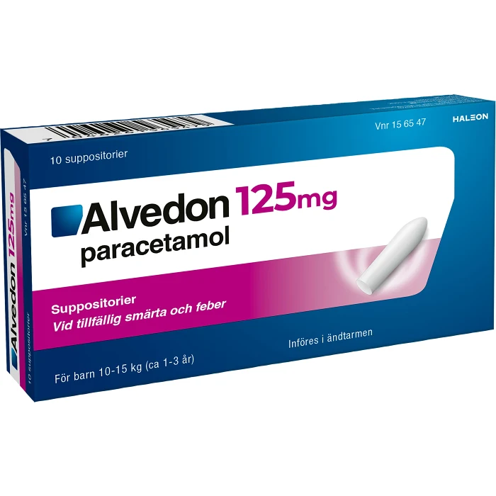 Alvedon Barn 10-15kg Suppositorier 125mg 10-p