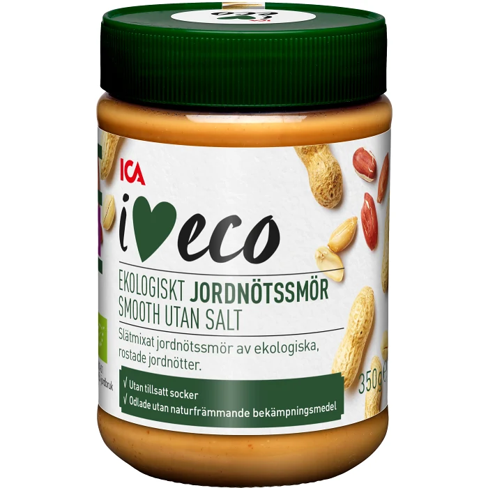 Jordnötssmör utan salt 350g ICA I love eco