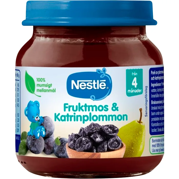 Barnmat Fruktmos & katrinplommon 4m 125g Nestle