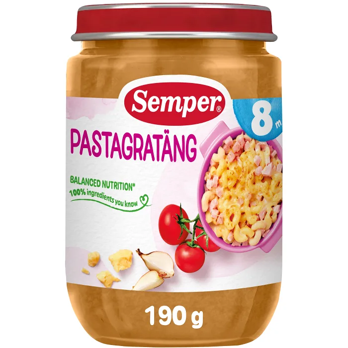 Pastagratäng med skinka & ost Från 8m 190g Semper