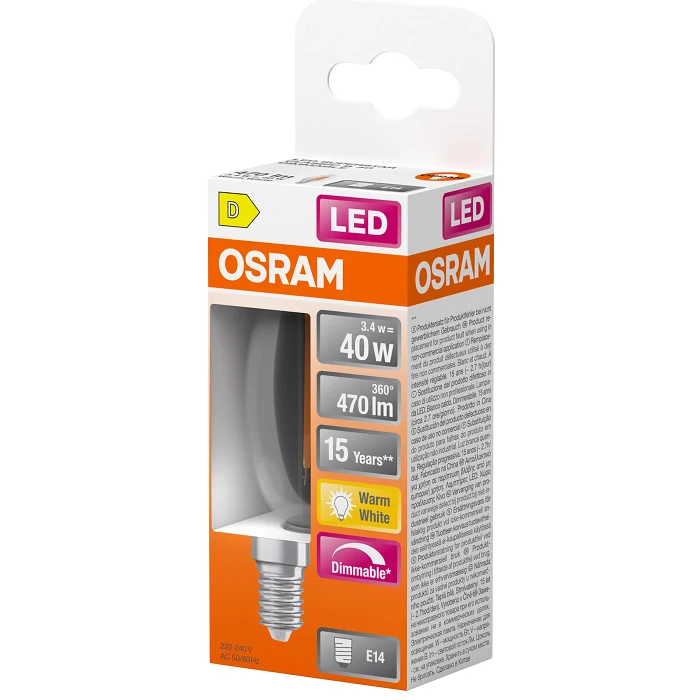 LED Kron E14 470lm(40W) Dimbar Osram