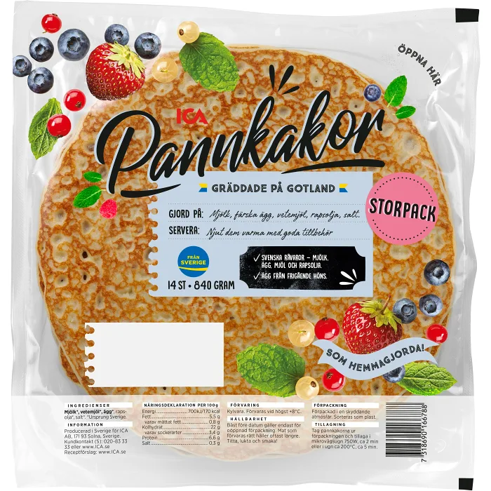 Pannkakor 14st Storpack 840g ICA