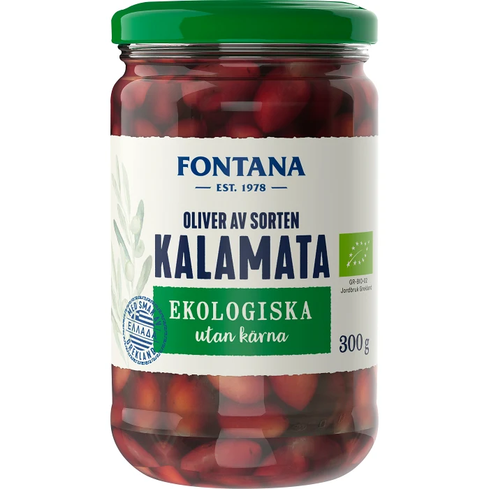 Kalamataoliver utan kärna Ekologisk 300g Fontana