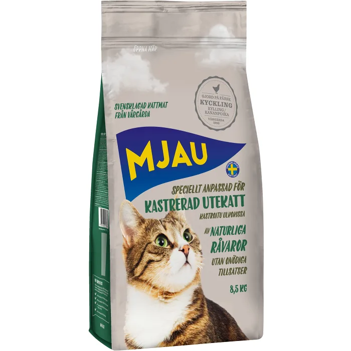 Torrfoder kastrerad utekatt Kyckling 8,5 kg Mjau