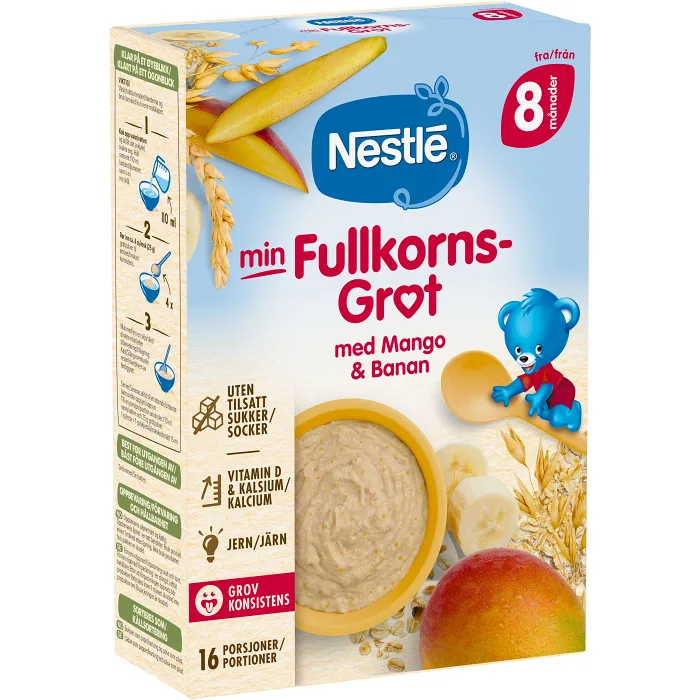 Barnmat Min Fullkornsgröt mango & banan 8m 16-port  Nestle