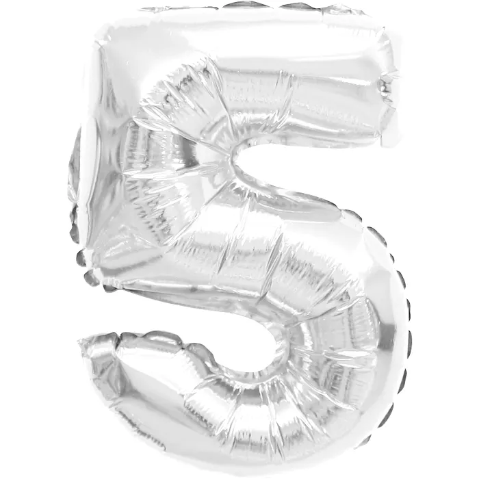Folieballong Nr 5 Silver 35cm Happy Party