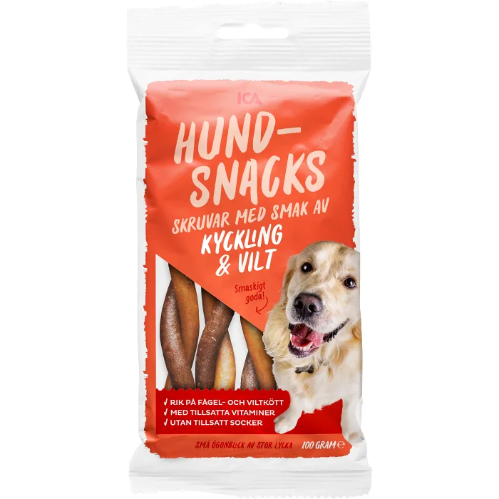 Hundsnacks Skruvar kyckl vilt 100 Gram ICA