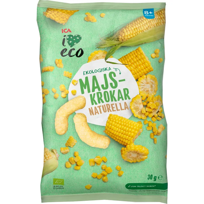 Barnsnacks Majskrokar Ekologisk 8m 30g ICA I love eco